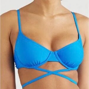 No Boundaries Juniors' Underwire Wrap Blue Bikini Swim Top Medium Size